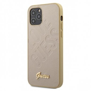 Originalus Guess Dėklas Guhcp12Spuilglg Iphone 12 Mini Auksinis Iridescent Love Script Gold Logo