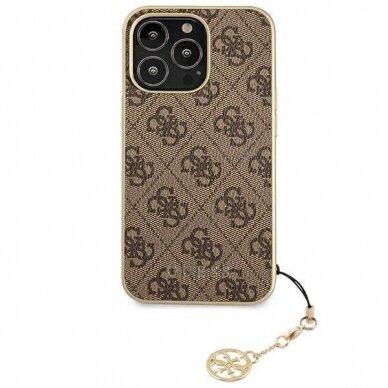 Originalus Guess dėklas GUHCP13LGF4GBR iPhone 13 Pro / 13 6.1 &quot;Rudas / Rudas hardcase 4G Charms Collection 2