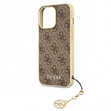 Originalus Guess dėklas GUHCP13LGF4GBR iPhone 13 Pro / 13 6.1 &quot;Rudas / Rudas hardcase 4G Charms Collection 5