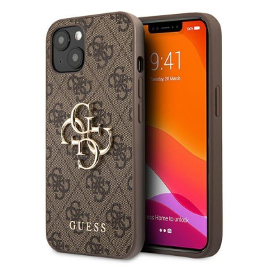 Originalus Guess dėklas GUHCP13M4GMGBR iPhone 13 6,1" Rudas 4G Big Metal Logo