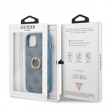 Originalus Guess dėklas GUHCP13S4GMRBL iPhone 13 mini 5,4" Mėlynas 4G su žiedu/laikikliu 7