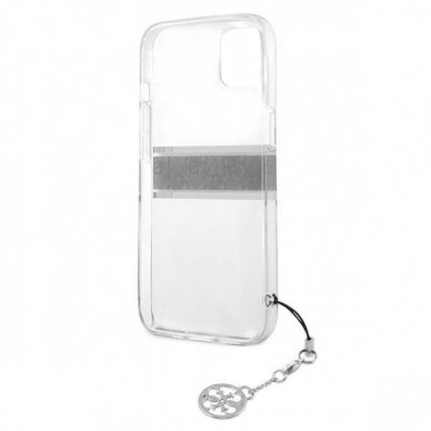 Originalus Guess dėklas GUHCP13SKB4GGR iPhone 13 mini 5,4" Permatomas 4G Grey Strap Charm 6