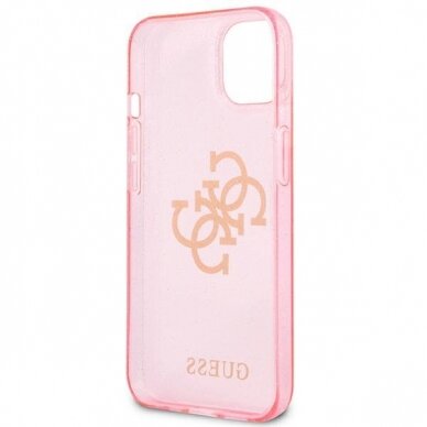 Originalus Guess dėklas GUHCP13SPCUGL4GPI iPhone 13 mini 5,4 Rožinis Glitter 4G Big Logo 6