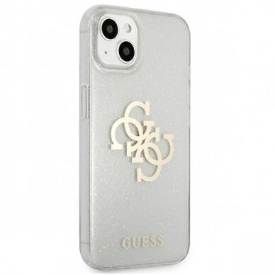 Originalus Guess dėklas GUHCP13SPCUGL4GTR iPhone 13 mini 5,4 Permatomas Glitter 4G Big Logo 3