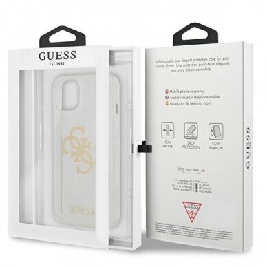 Originalus Guess dėklas GUHCP13SPCUGL4GTR iPhone 13 mini 5,4 Permatomas Glitter 4G Big Logo 7