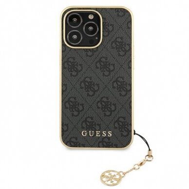 Originalus Guess dėklas GUHCP13XGF4GGR iPhone 13 Pro Max 6,7" Pilkas 4G Charms Collection 2