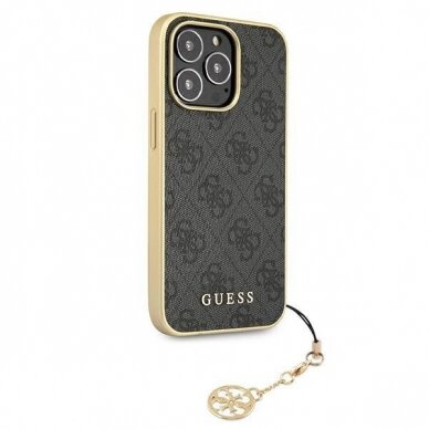 Originalus Guess dėklas GUHCP13XGF4GGR iPhone 13 Pro Max 6,7" Pilkas 4G Charms Collection 3