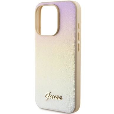 Originalus Guess dėklas GUHCP15XPSAIRSD iPhone 15 Pro Max 6.7" Auksinis/Auksinis hardcase Saffiano Iridescent Script 5