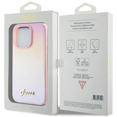 Originalus Guess dėklas GUHCP15XPSAIRSP iPhone 15 Pro Max 6.7" Rožinis/Rožinis hardcase Saffiano Iridescent Script 7