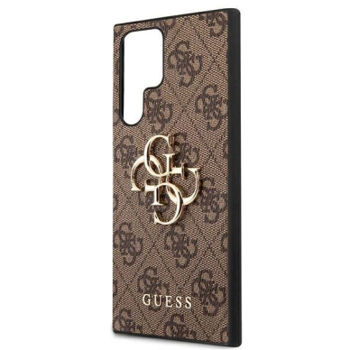 Originalus Guess dėklas GUHCS22L4GMGBR S908 S22 Ultra Rudas hardcase 4G Big Metal Logo 5