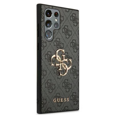 Originalus Guess dėklas GUHCS22L4GMGGR S908 S22 Ultra Pilkas hardcase 4G Big Metal Logo 5