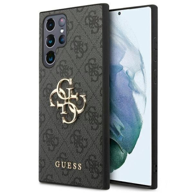 Originalus Guess dėklas GUHCS22L4GMGGR S908 S22 Ultra Pilkas hardcase 4G Big Metal Logo 7