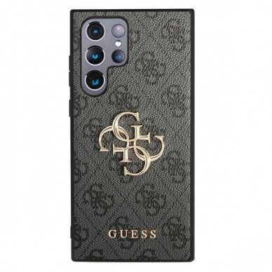 Originalus Guess dėklas GUHCS22L4GMGGR S908 S22 Ultra Pilkas hardcase 4G Big Metal Logo