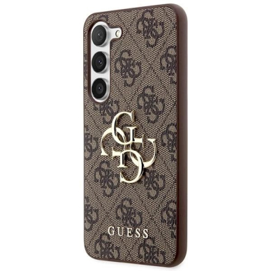 Originalus Guess dėklas GUHCS23FE4GMGBR S23 FE S711 Rudas/Rudas hardcase 4G Big Metal Logo 1