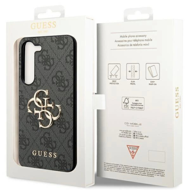 Originalus Guess dėklas GUHCS23FE4GMGGR S23 FE S711 Pilkas/Pilkas hardcase 4G Big Metal Logo 7