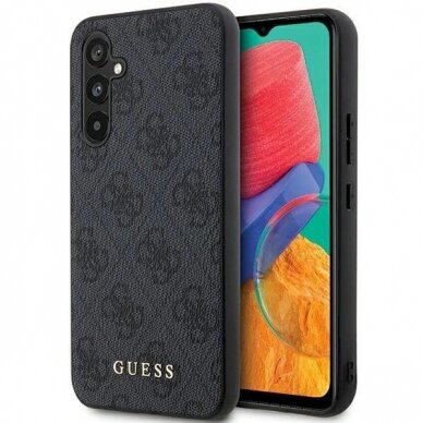 Originalus Guess dėklas GUHCS23FEG4GFGR S23 FE S711 Pilkas/Pilkas hardcase 4G Metal Auksinis Logo