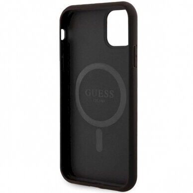 Originalus Guess dėklas GUHMN61G4GFRK iPhone 11 6.1" / Xr Juodas/Juodas hardcase 4G Collection Leather Metal Logo MagSafe 6