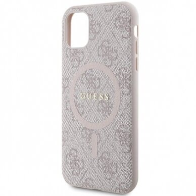 Originalus Guess dėklas GUHMN61G4GFRP iPhone 11 6.1" / Xr Rožinis/Rožinis hardcase 4G Collection Leather Metal Logo MagSafe 5