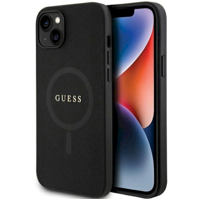 Originalus Guess dėklas GUHMP15MPSAHMCK iPhone 15 Plus 6.7 Juodas/Juodas hardcase Saffiano MagSafe