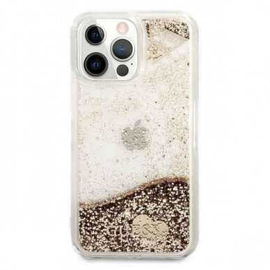 Originalus Guess dėklas GUOHCP14LGLHFLGO iPhone 14 Pro 6.1 &quot;Auksinis / Auksinis hardcase Glitter Charms 2