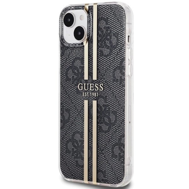 Originalus Guess dėklas IML 4G Auksinis StripeiPhone 15 Plus / 14 Plus - Juodas 1