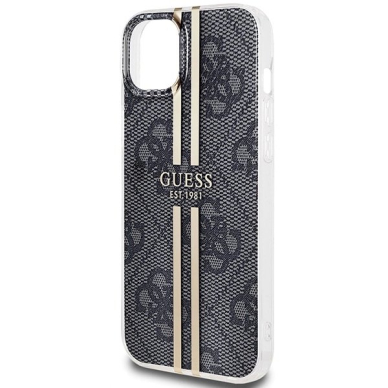 Originalus Guess dėklas IML 4G Auksinis StripeiPhone 15 Plus / 14 Plus - Juodas 5