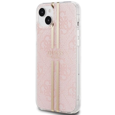 Originalus Guess dėklas IML 4G Auksinis StripeiPhone 15 Plus / 14 Plus - Rožinis 1