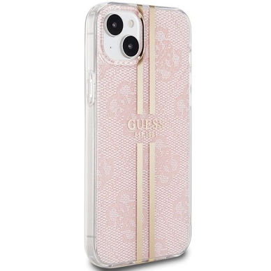 Originalus Guess dėklas IML 4G Auksinis StripeiPhone 15 Plus / 14 Plus - Rožinis 3