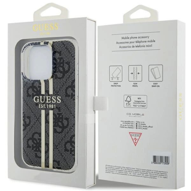 Originalus Guess dėklas IML 4G Auksinis StripeiPhone 15 Pro Max - Juodas 7