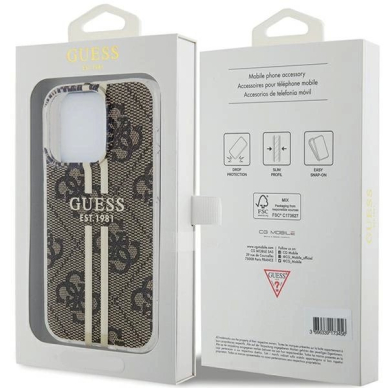 Originalus Guess dėklas IML 4G Auksinis StripeiPhone 15 Pro - Rudas 7