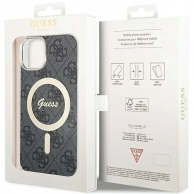 Originalus Guess dėklas IML 4G MagSafe case for iPhone 15 - Juodas 6