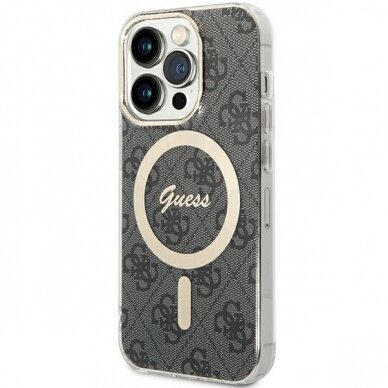 Originalus Guess dėklas IML 4G MagSafe case for iPhone 15 Pro - Juodas