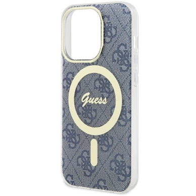 Originalus Guess dėklas IML 4G MagSafeiPhone 15 Pro - Mėlynas 5