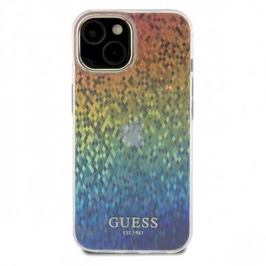 Originalus Guess dėklas IML Faceted Mirror Disco IridescentiPhone 14 / 15 / 13 - Įvariaspalvis 2