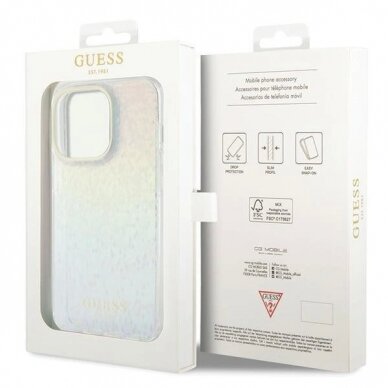 Originalus Guess dėklas IML Faceted Mirror Disco IridescentiPhone 14 Pro Max - Įvariaspalvis 7