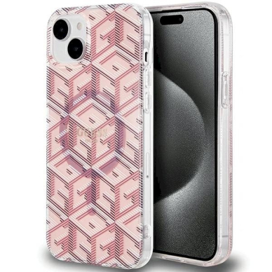 Originalus Guess dėklas IML GCube MagSafeiPhone 15 Plus / 14 Plus - Rožinis