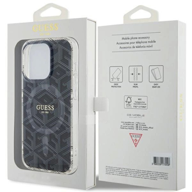 Originalus Guess dėklas IML GCube MagSafeiPhone 15 Pro - Juodas 7