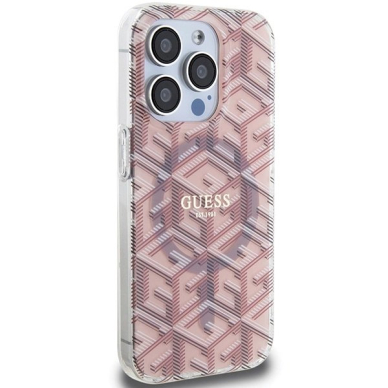 Originalus Guess dėklas IML GCube MagSafeiPhone 15 Pro - Rožinis 3