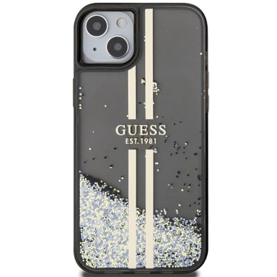 Originalus Guess dėklas Liquid Glitter Auksinis StripesiPhone 15 / 14 / 13 - Juodas 2