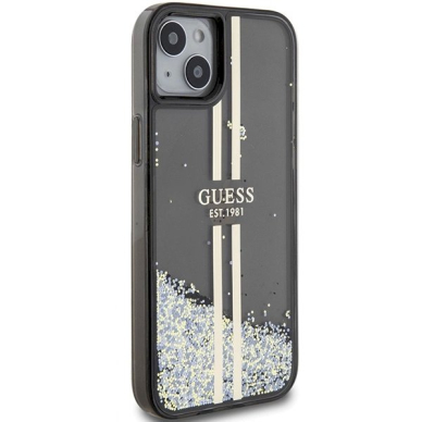 Originalus Guess dėklas Liquid Glitter Auksinis StripesiPhone 15 / 14 / 13 - Juodas 3