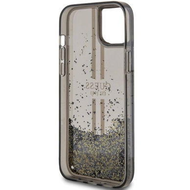 Originalus Guess dėklas Liquid Glitter Auksinis StripesiPhone 15 / 14 / 13 - Juodas 6