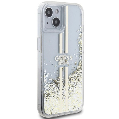 Originalus Guess dėklas Liquid Glitter Auksinis StripesiPhone 15 / 14 / 13 - transparent 3