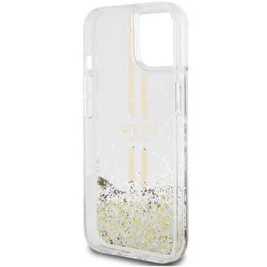 Originalus Guess dėklas Liquid Glitter Auksinis StripesiPhone 15 / 14 / 13 - transparent 6