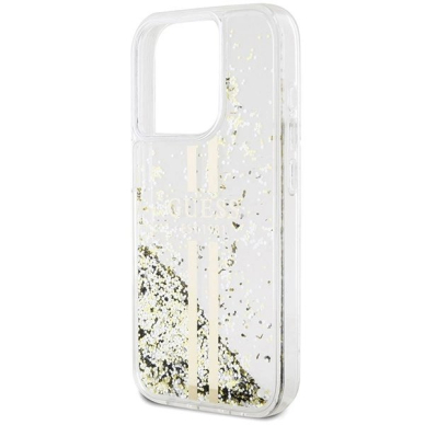 Originalus Guess dėklas Liquid Glitter Auksinis StripesiPhone 15 Pro Max - transparent 5