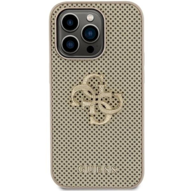 Originalus Guess dėklas Perforated 4G Glitter case for iPhone 15 Pro Max - Auksinis 2