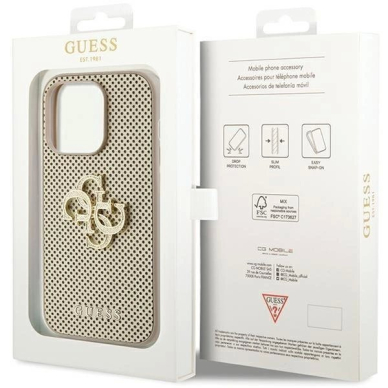 Originalus Guess dėklas Perforated 4G Glitter case for iPhone 15 Pro Max - Auksinis 6