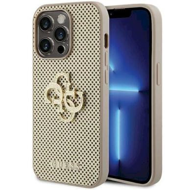 Originalus Guess dėklas Perforated 4G GlitteriPhone 15 Pro - Auksinis