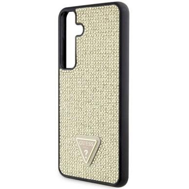 Originalus Guess dėklas Rhinestone TriangleSamsung Galaxy S24+ - Auksinis 5