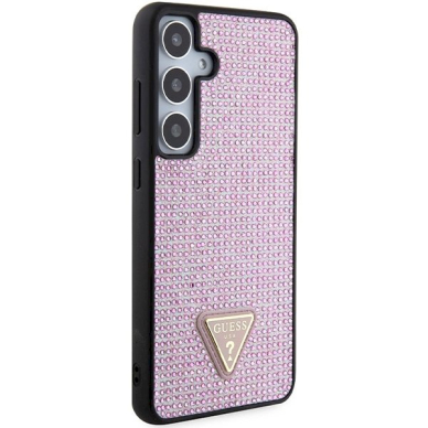 Originalus Guess dėklas Rhinestone TriangleSamsung Galaxy S24+ - Rožinis 3