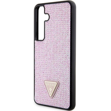 Originalus Guess dėklas Rhinestone TriangleSamsung Galaxy S24+ - Rožinis 5